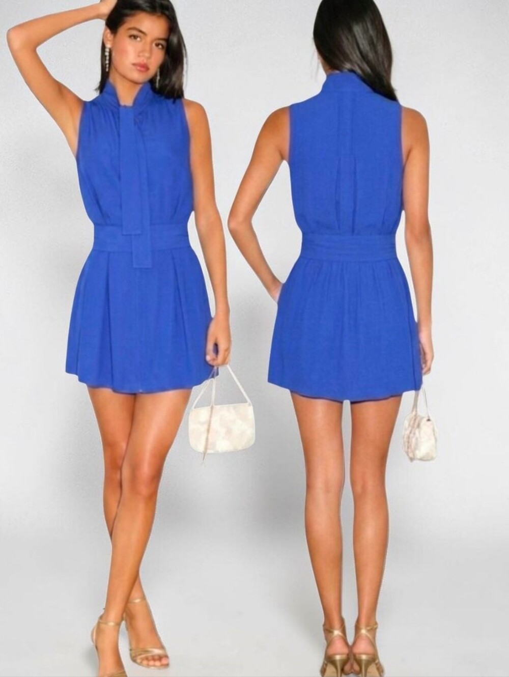 SEE by CHLOE Blue Crepe Sleeveless Mini Dress - Size 6